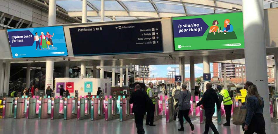 train station digital advertising screens